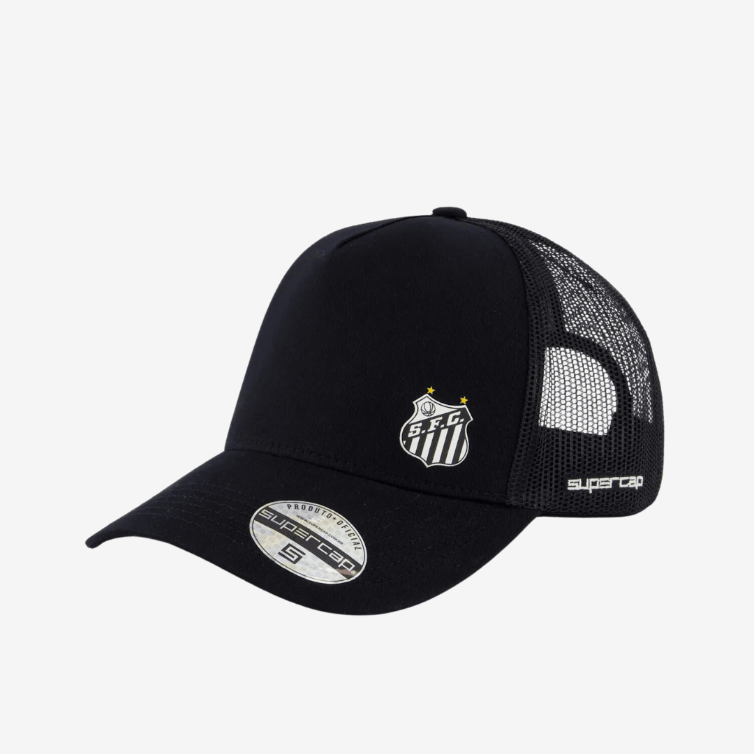 Boné Santos Trucker Preto e Branco-Veste a Paixão